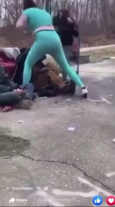 Teenage girls beating homeless people for tiktok