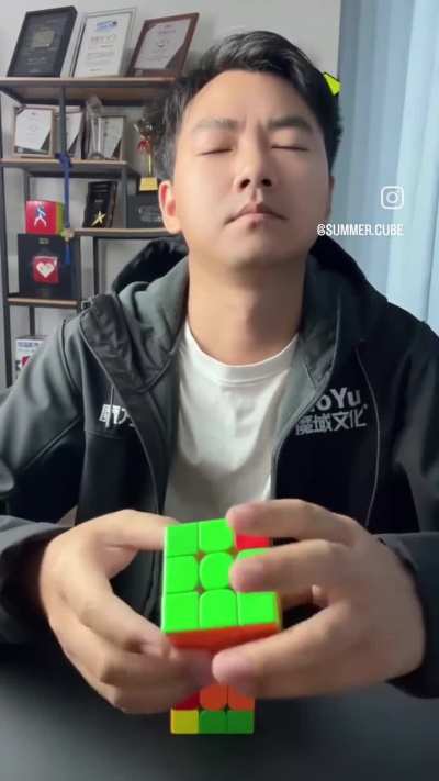 Solving the Rubik's Cube is easy for him, so he found a way to make it more challenging.