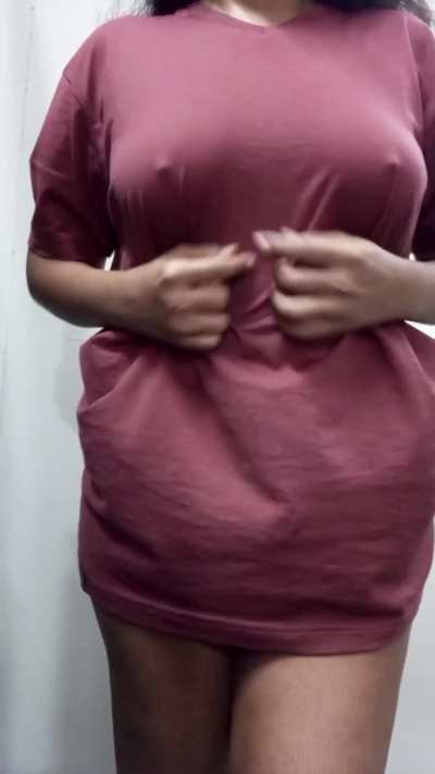 Dropping tits for you in bfs tshirt 🤭