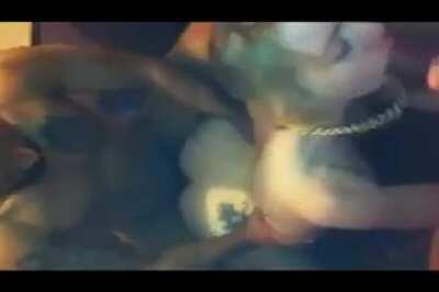 Black muscle spitroast white chick