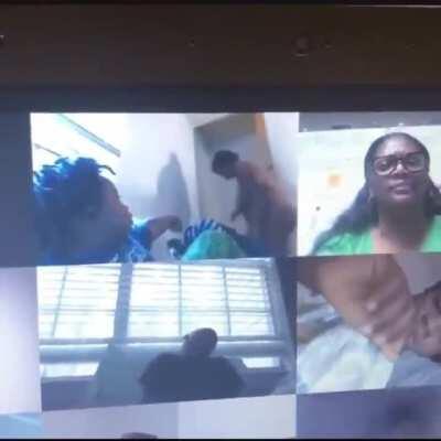 Woman flashes her son's classmates in his online zoom class...