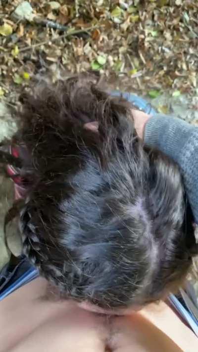 holding her head down mid hike