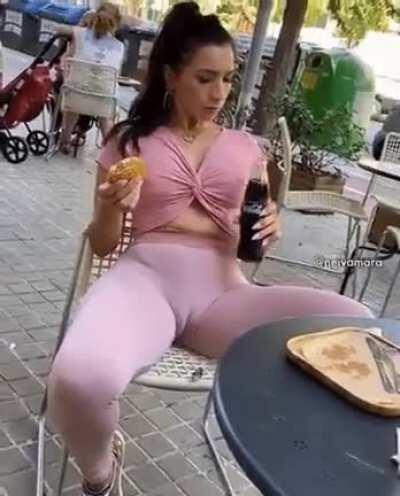 Camel toe and hard nipples