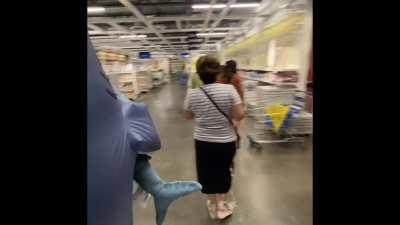 A shark walks into an ikea