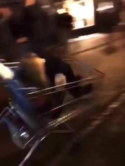 Riding a shopping cart