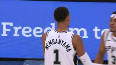 [Highlight] Wembanyama covers the paint and 3 pt line and steals this inbound pass; replay shows Trae left shrugging in the background