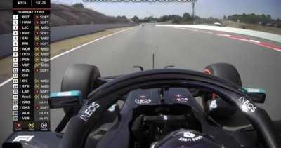 Nico Rosberg's brilliant insight: Lewis goes wide at Turn 14 on his push lap, Rosberg estimates that Lewis will be down by 4 tenths due to that mistake by end of the lap, Later Karun Chandhok confirms that Lewis exactly lost 4 tenths in the last sector. -