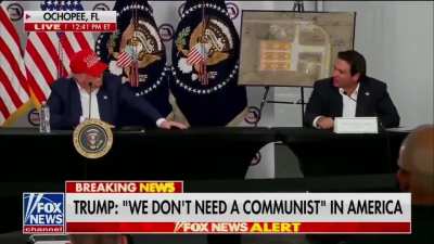 President Donald Trump’s answer to Zohran Mamdani’s defiance of ICE arrests: “Well then, we will have to arrest him. Look, we do not need a communist in this country, but if we have one, I will be watching over him very carefully on behalf of the nation.”