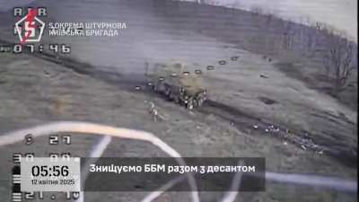 Ukraine's 5th Assault Brigade defeated five waves of Russian mechanized attacks in the Kramatorsk direction, eliminating 13 armored vehicles (9 destroyed, 4 disabled) and many of the attacking infantry. (Full version) Includes second view on vehicle hitti