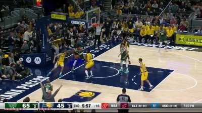 [Highlight] Myles Turner denies Giannis at the rim, Giannis recovers and makes the layup