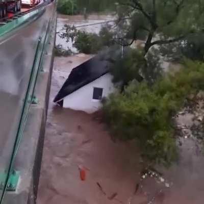 Floodwaters sweep away house in Germany this week