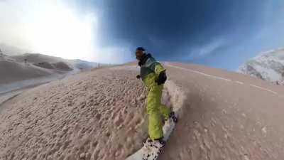 Sahara's sand flew and settled on the snowy French Pyrénées Mountains.