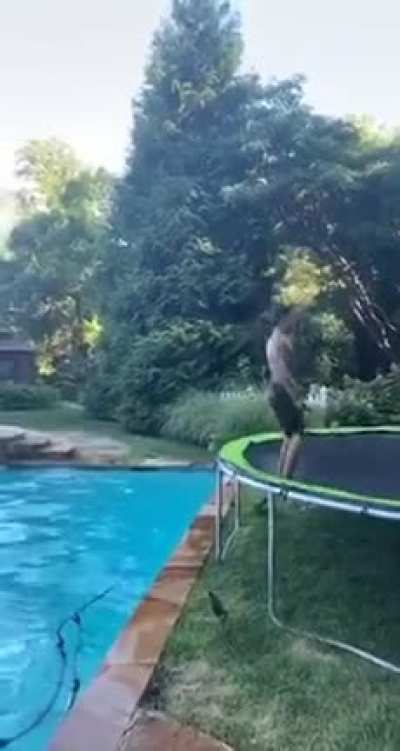 WCGW trying to flip into the pool from a trampoline