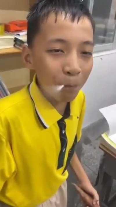 Twirling a straw in the mouth.