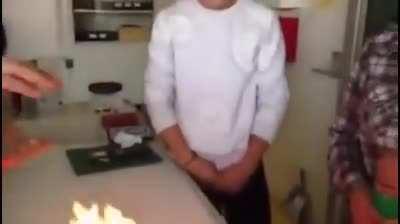 Teacher mixes Methylated alcohol + fire