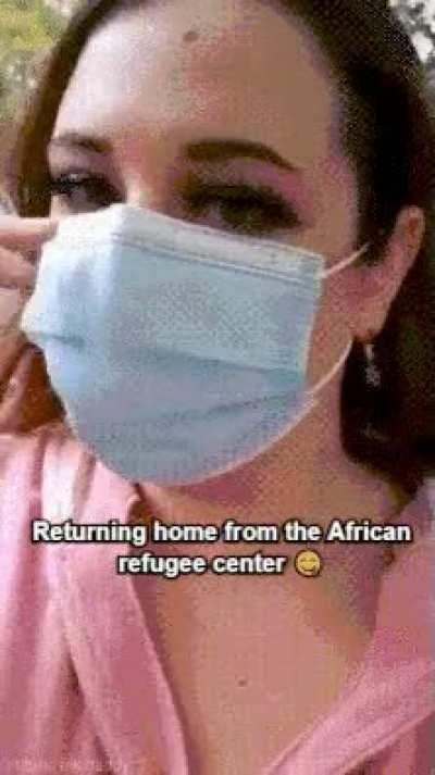 Get every white girl walking around with a black man's condom on her face.