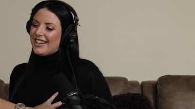 During Podcast Host couldn't resist and asked Angela White to Feel Her Boobs