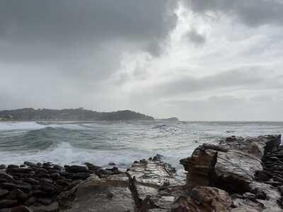 [OC] After a huge storm last night there was an odd, silvery quality to the light and an uncomfortably sinister vibe about these large and slow moving waves