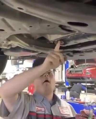 He takes pride in his ability to remove a drain plug without getting any oil on his hands