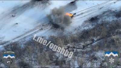 ukranian soldier in a trench takes out russian ifv