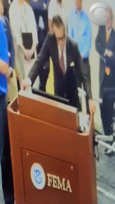 While introducing himself to his new employees, Acting FEMA chief David Richardson threatens his staff, “Don’t get in my way… I will run right over you.