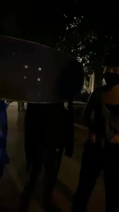 After attacking Chad Nesbitt, black bloc anarchists surround a WLOS13 reporter, harass her, and stop her from filming until one of them asks for her press credentials. Notice how they say 