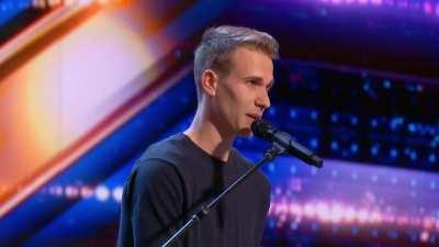 Fantastic musical impressionist nails every voice (he starts as the original artist then switches to the voice on the card)