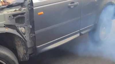 Watch till the end, that's how you run out of tread on a tire and make it pop.