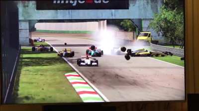 Formula Crash in Monza caused by AI. This was recorded back in 2019 and just randomly found it.