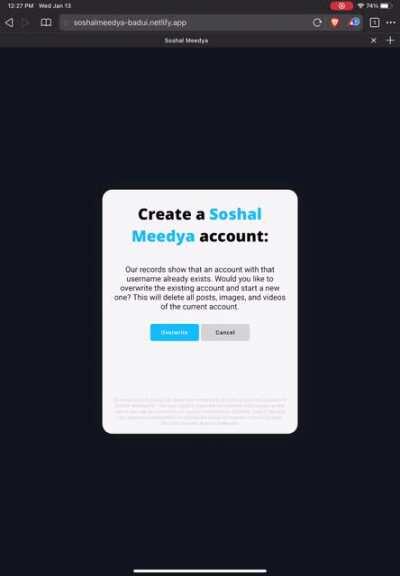 Overwrite existing user account