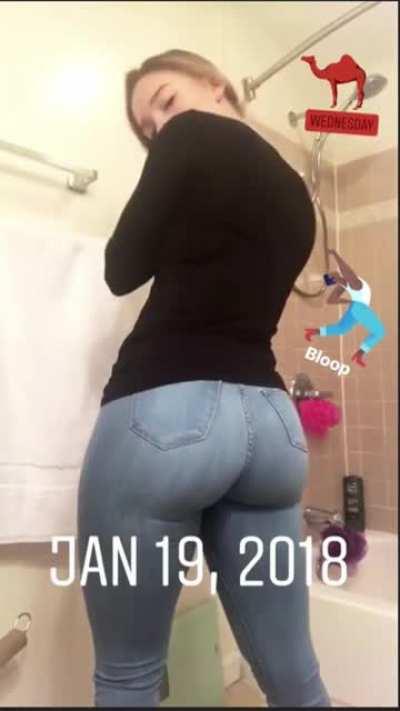 Girl horse rider shows off after training session