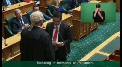 New Zealand Member of Parliament (MP) Dr Gaurav Sharma takes oath in Sanskrit.{Sharma hails from India's Himachal Pradesh}