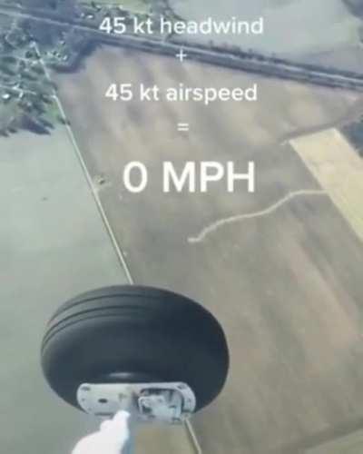 Flying the same speed as wind in the opposite direction