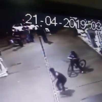 Man avoids pistol shots at close range