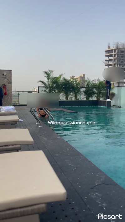 Black bikini, wet skin, hotel sins