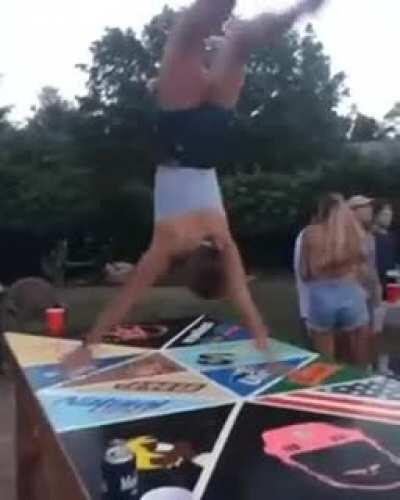 HMC. Another table. Another face plant.