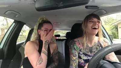 (F) Classy & Gassy take a smelly car ride together and fart all the way to Target. Literally they rip ass and hotbox the car with their stinky farts! It smells putrid in here!!! Do you think you could handle the stink??