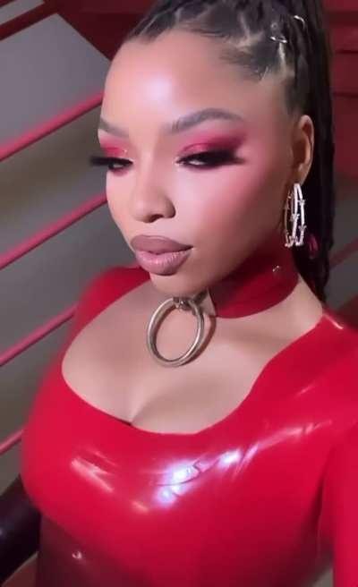 Chloe in latex outfit