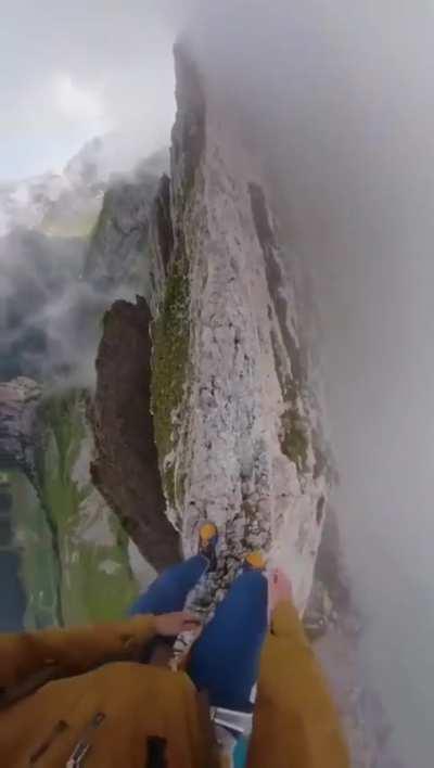 Atop a ridge in the Alps
