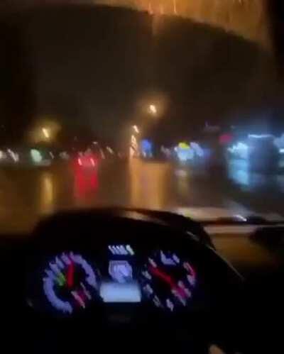 Taking your eyes off the road while you’re speeding and it’s raining