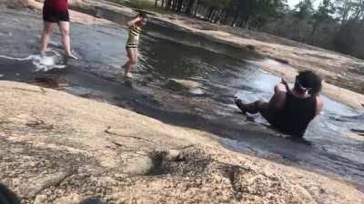 Saves her from hitting the algae-covered rocks