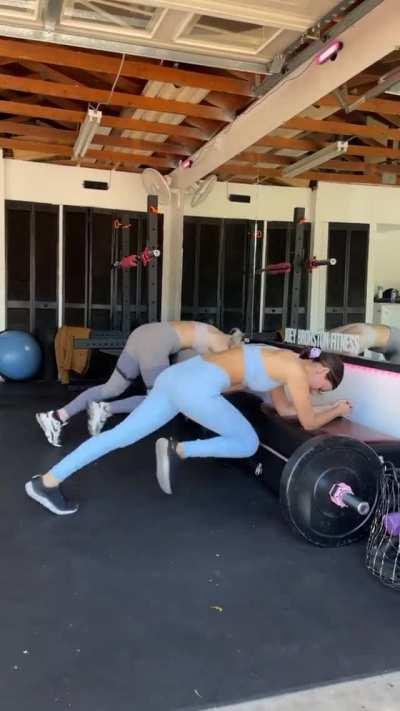 crushing her workout