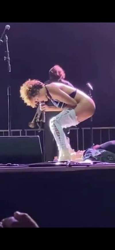 Brass Against singer gives a fan a unique show(er)