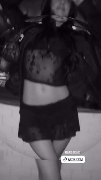 Renee in a short black skirt