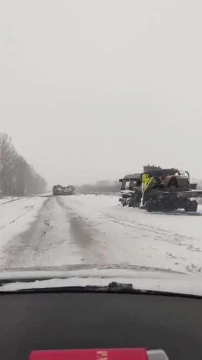 A destroyed Rosgvardia column in Kharkiv