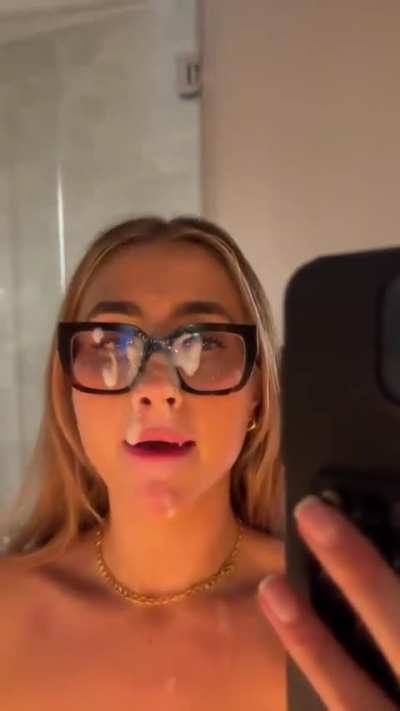Lily Phillips licking cum off her glasses ❤️