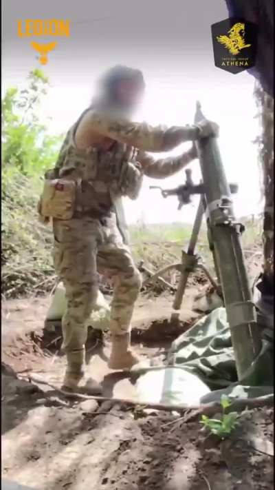 Mortar crew of the Athena Group of the International Legion DIU targeted Russian positions in the Zaporizhzhia direction. Summer 2025