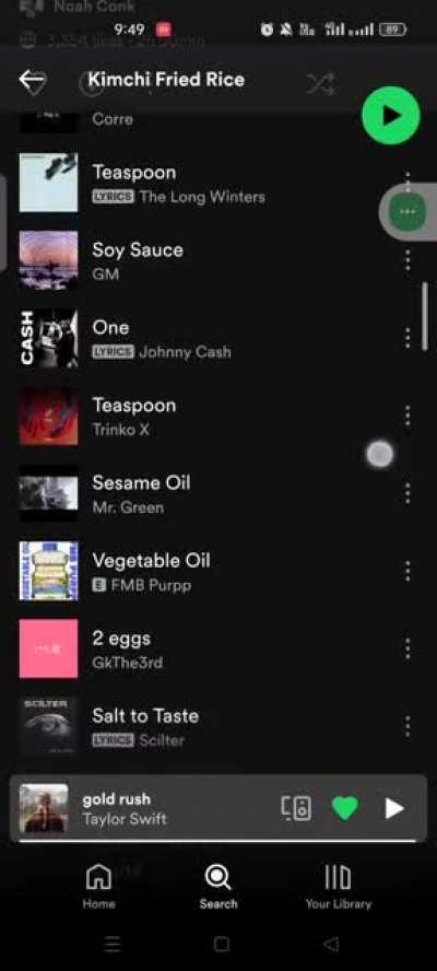 This Spotify playlist is also a kimchi fried rice recipe