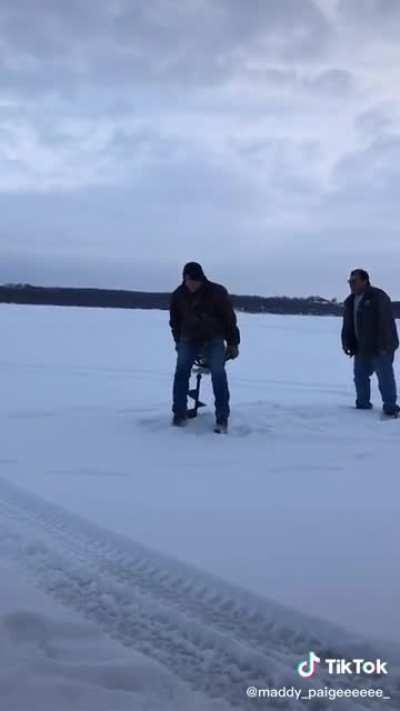 This guy ice fishing.