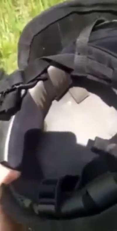 A Russian Soldier in Ukraine Complains About His New Helmet. The Burnt Flesh of Its Previous Owner is Stuck to the Inside of the Helmet.